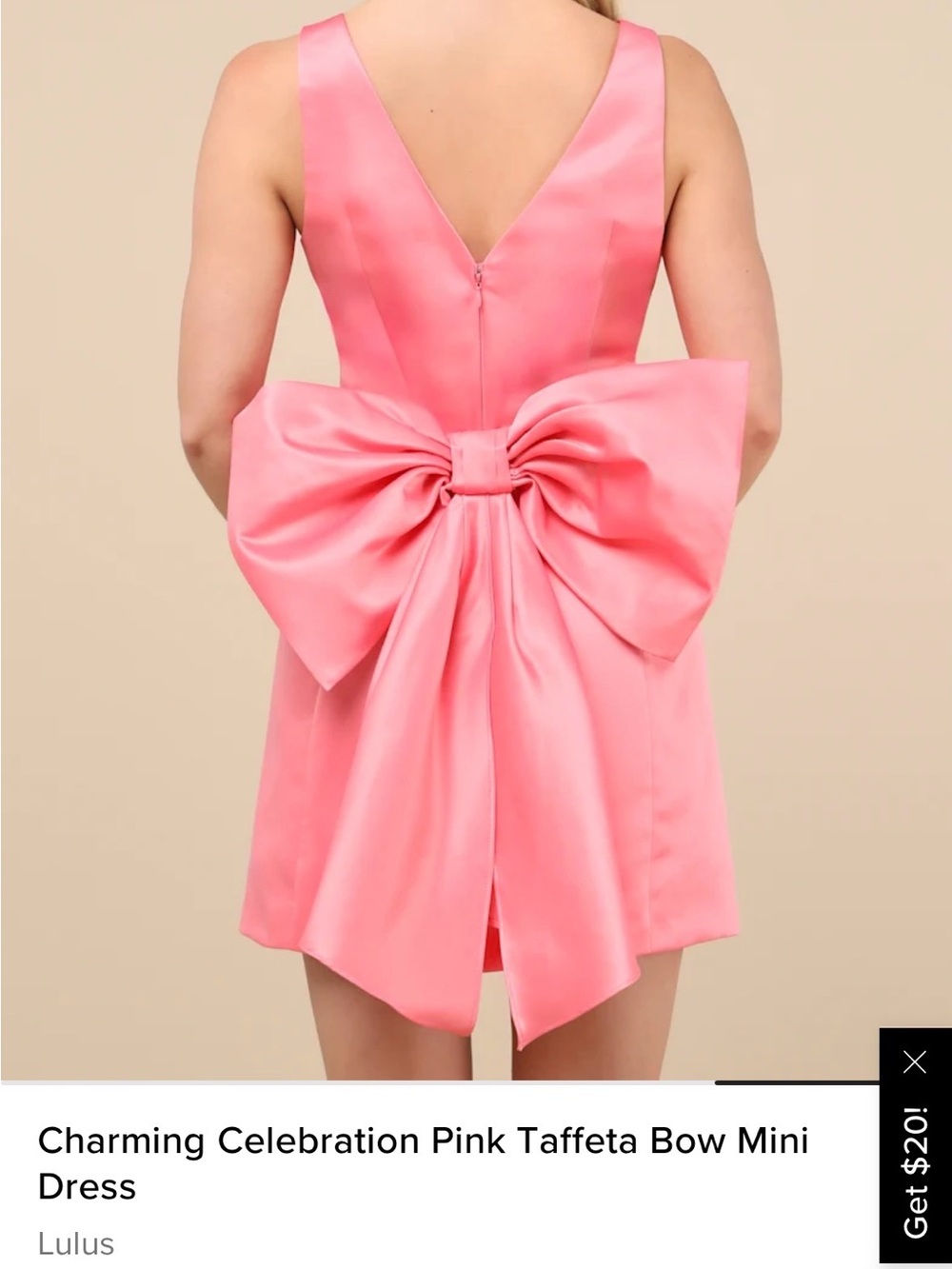 Lulu's Coral Pink Satin Bow Mini Dress - Picture 2 of 8